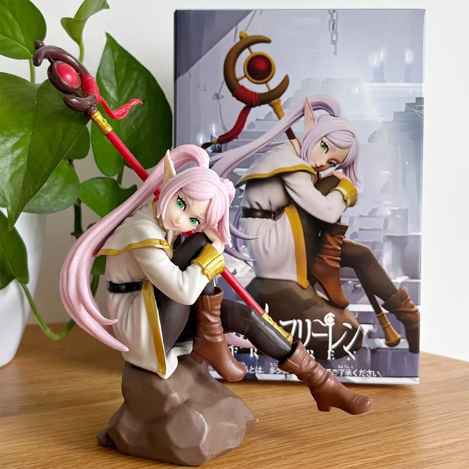 Frieren Beyond Journey's End Frieren Model Pink Hair with Staff PVC Action Figure Collectible Model Toy Present