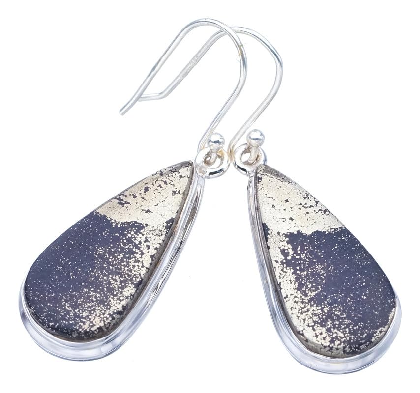 

StarGems® Natural Apache Gold Stone Handmade 925 Sterling Silver Earrings 1.75 F5683