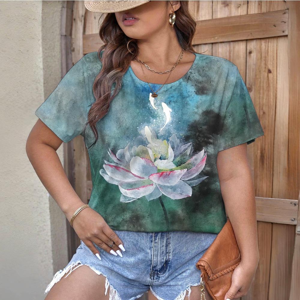 Summer Fashion Floral 3D Print Women Streetwear Casual Short Sleeve T Shirt O-neck Tees Tops Clothing