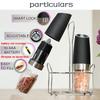Electric Automatic Mill Spice Salt and Pepper Grinder Gravity LED Light Adjustable Coarseness Kitchen Steak Tool Sets