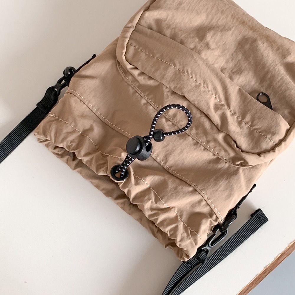 Pleated Small Phone Bag Multi-position Drawstring Shoulder Bag Drawstring Crossbody Bag  Travel
