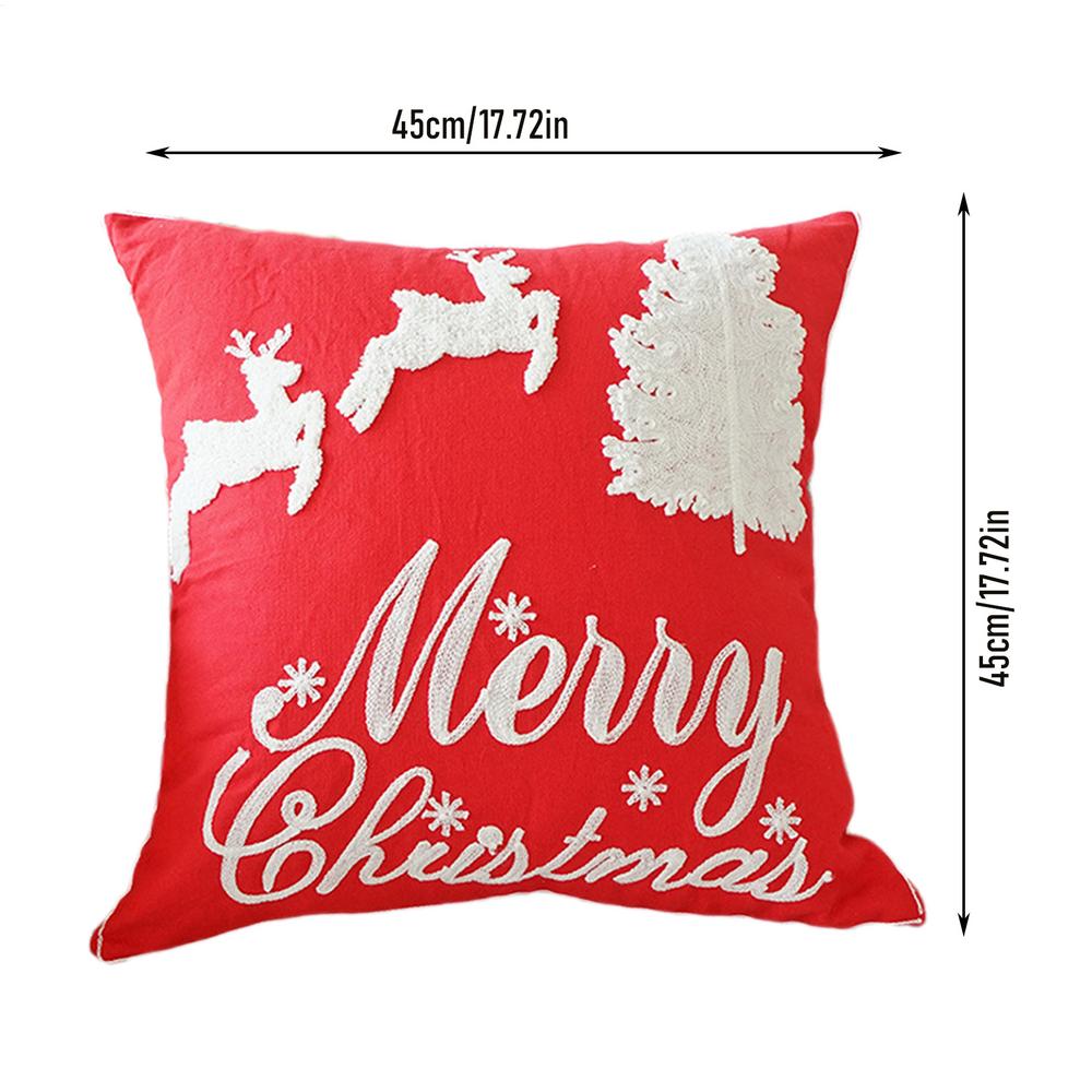 Christmas Throw Pillow Covers Soft Pillowcase With Zipper 18x18in Embroidered Pillow Covers For Home Decor Holiday Couch