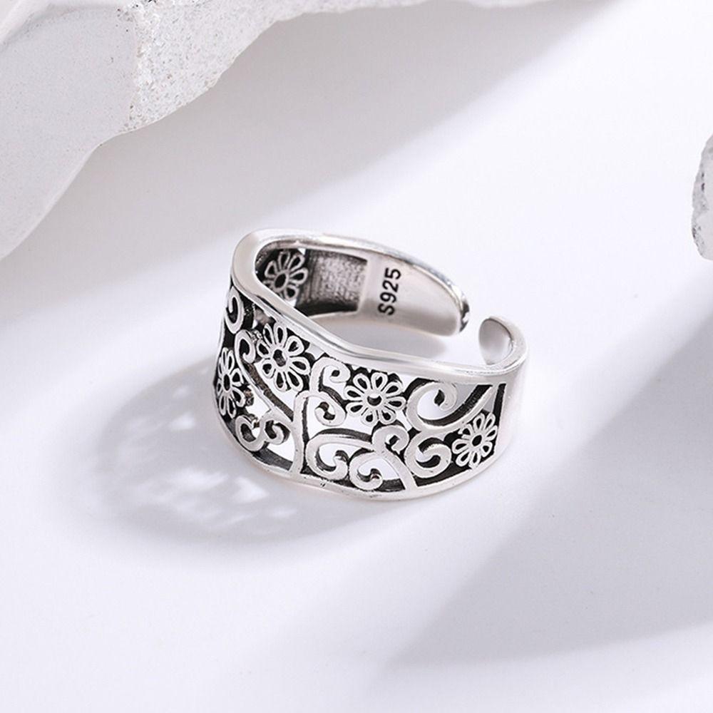 Handmade Vintage Carved Ring Antique Couple Rings Jewelry Gift Wide Band Ring  for Women & Men