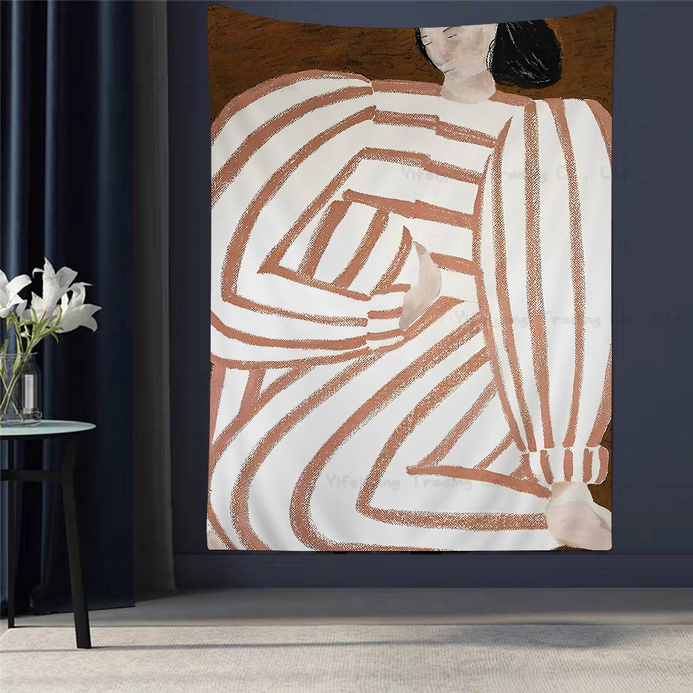 Abstract Figure Lines Stripe Girl Colorful Tapestry Cheap Hippie Wall Hanging Bohemian Tapestries Mandala Wall Hanging Sheets