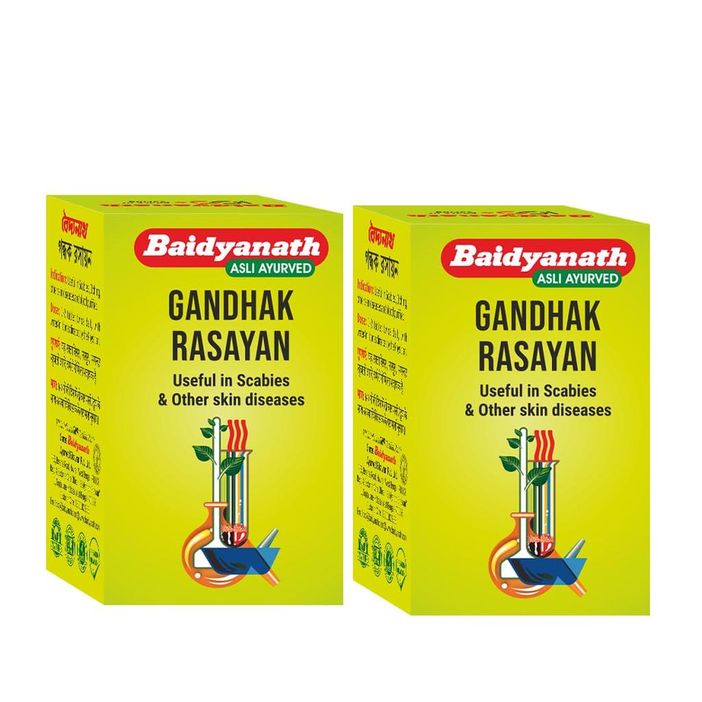 Baidyanath Gandhak Rasayan Ayurvedic Tablets 40 Nos Pack of 2 Herbal Skin Care & Wellness