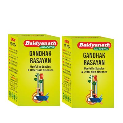 Gandhak Rasayan Ayurveda Tabletten 40 Stück Packung mit 2 Pflanzliche Hautpflege & Wellness