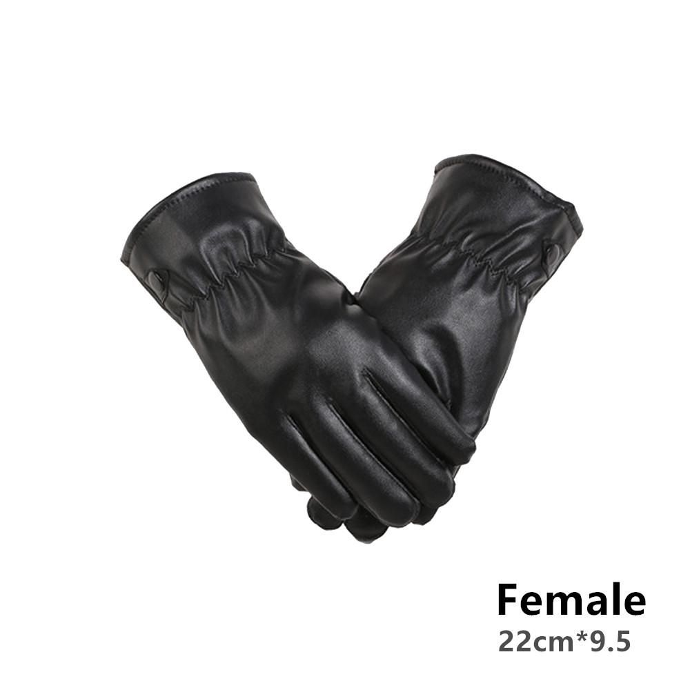 Winter Leather Thermal Warm Windproof Gloves Black Gloves Anti Slip Mittens Touchscreen