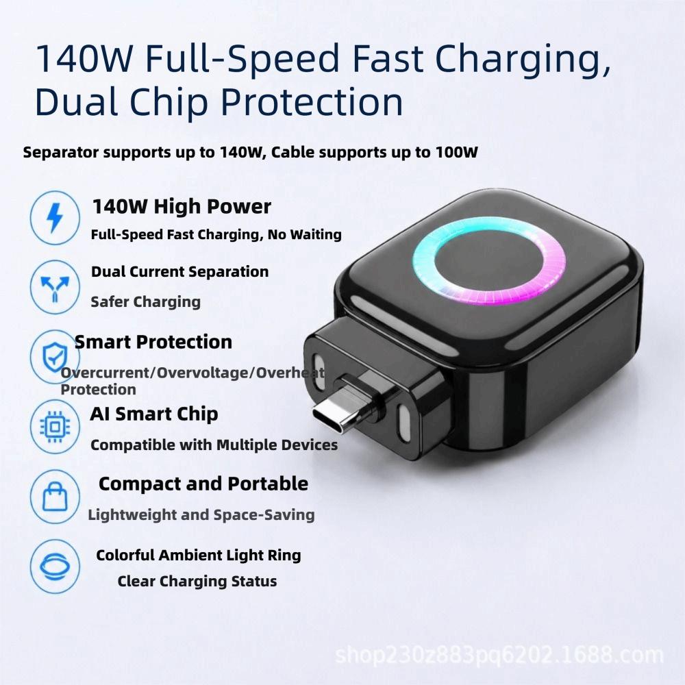 Type-C Connector Intelligent Power Outlet Stopper 140W Fast Charging USB C Adapter  Phone Charging