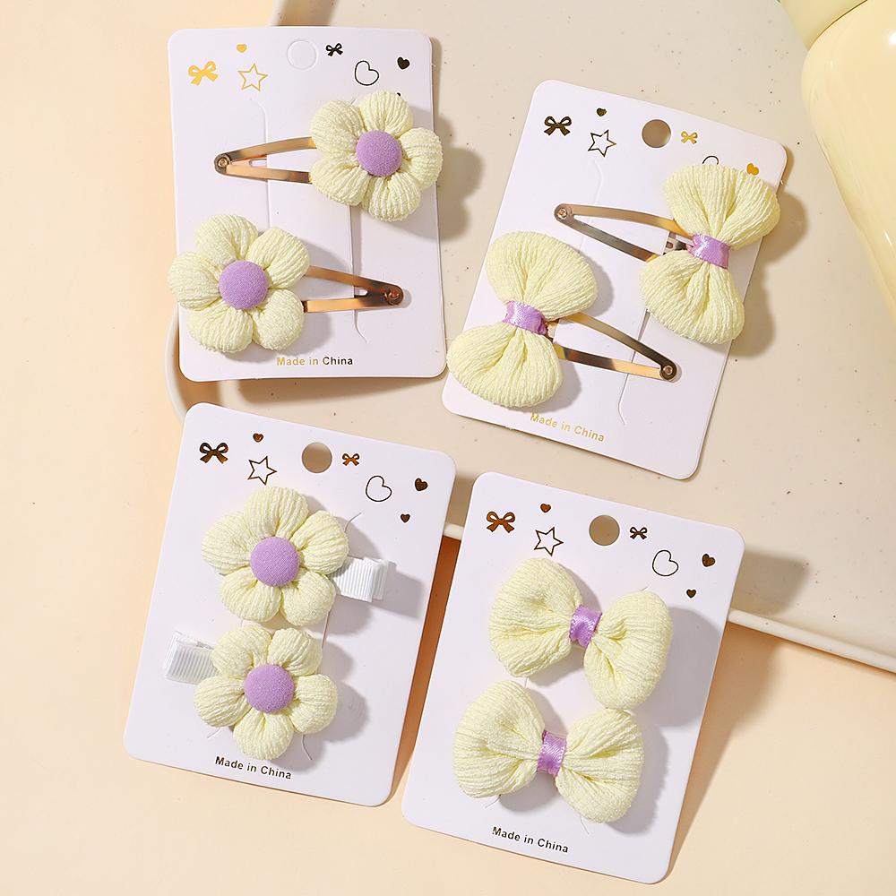 8Pcs/Set Children'S Cute Material Flower Bow Pair Clip Hair Accessories Set Girl Hairpin Temperament Clip Baby Headdress