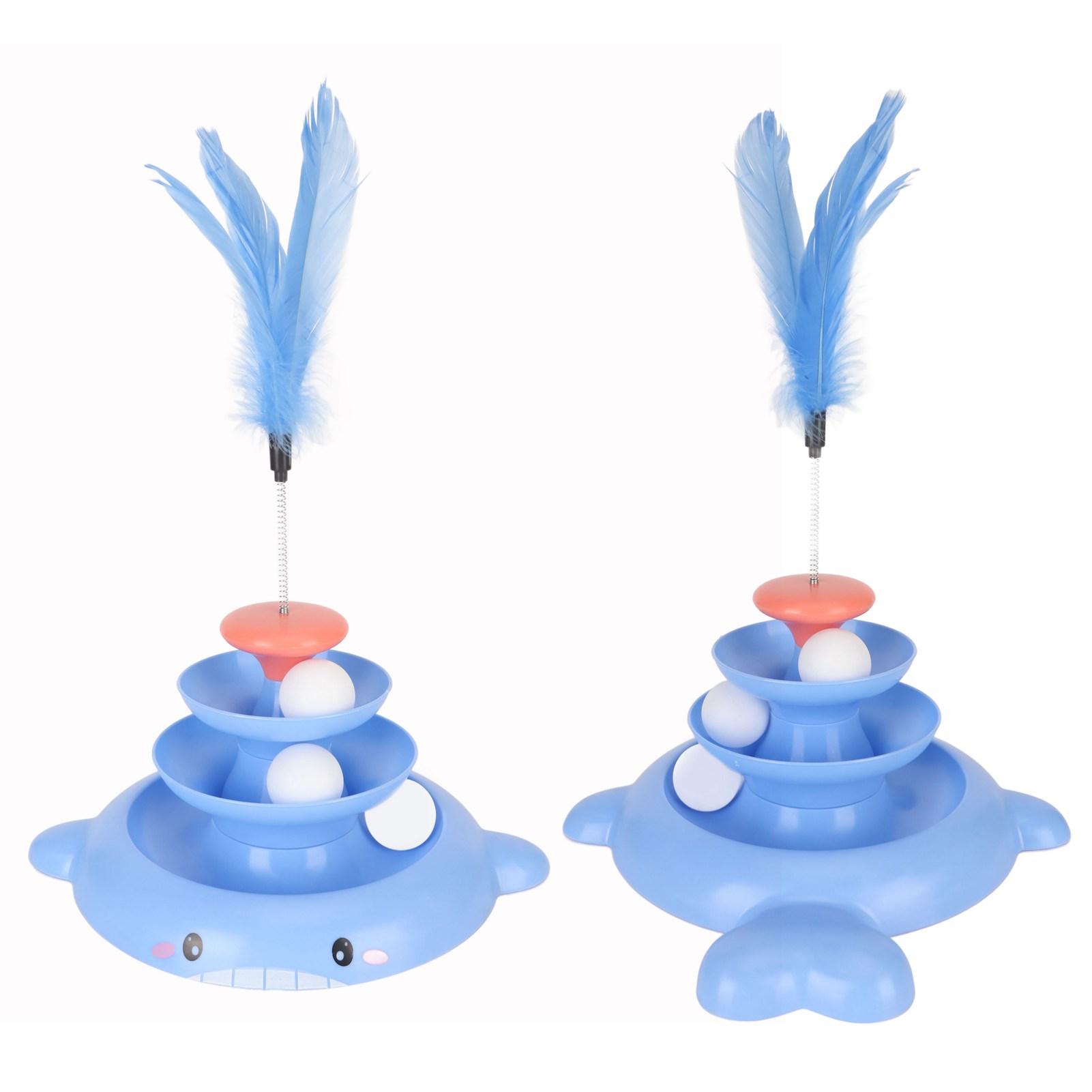 Cat Tower Toy 3 Detachable Pet Track Interactive Toy with Teasing for Kitten Exercise