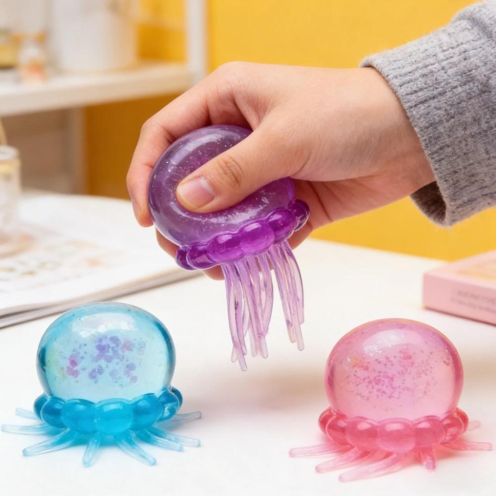 Nee Doh Trendy Flowing Jellyfish And Cube Squeeze Toy, Soft Silicone Stress-Relief Toy For Children And Adults, Sensory