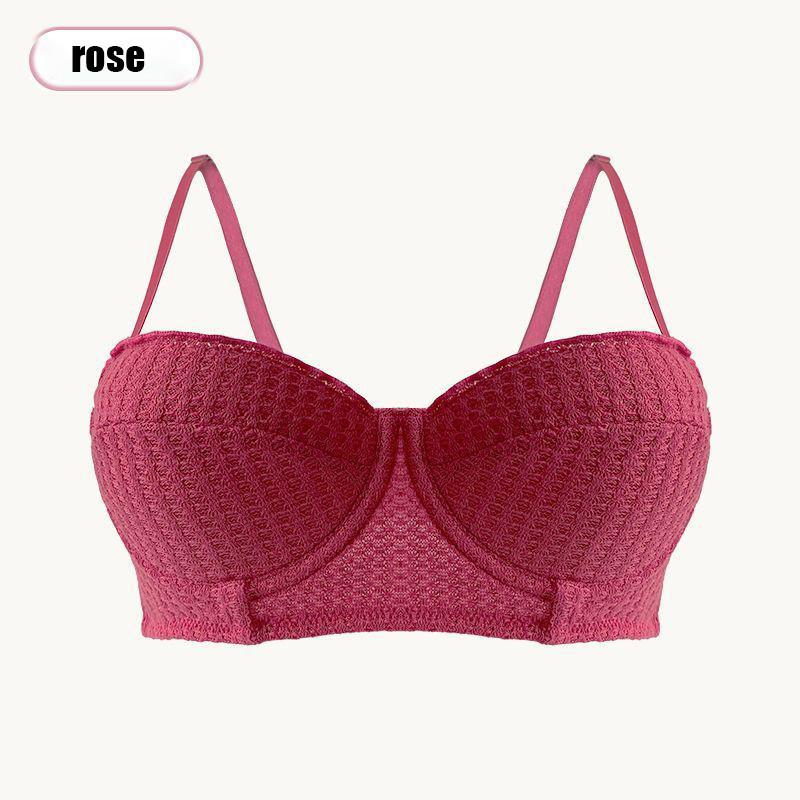 

FINETOO 1/2 чашки Нижня білизна з низьким вирізом Бюстгальтери Push Up для жінок Сексуальна білизна Однотонний 32-38 36/80 Яскраво-рожевий