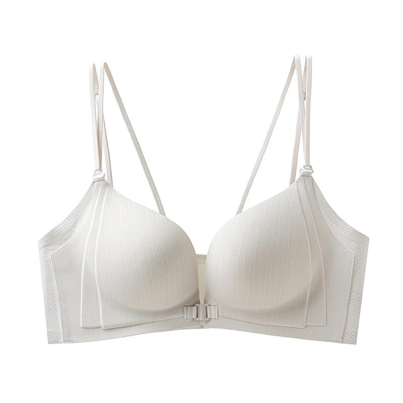 Adjustable female anti-sagging front buckle seamless cup bra cover sexy thin shoulder straps cross beautiful back