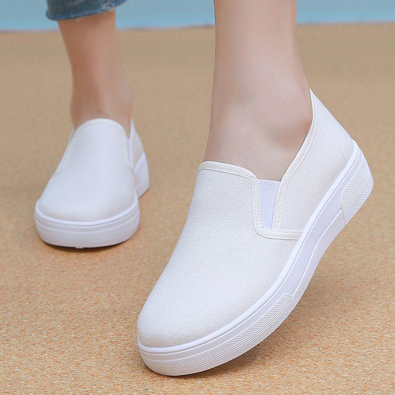 Women's White Non-Slip Slip-On Nursing Flats with Soft Sole