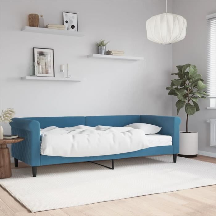 VidaXL Daybed with Mattress Blue 80x200 Cm Velvet 3197739