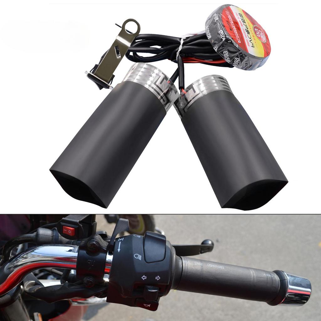 12V Universal PET Heating Motorcycle Grips with Waterproof Switch - 7.8W/cm² Rapid Heat Technology for Honda, Yamaha, BMW