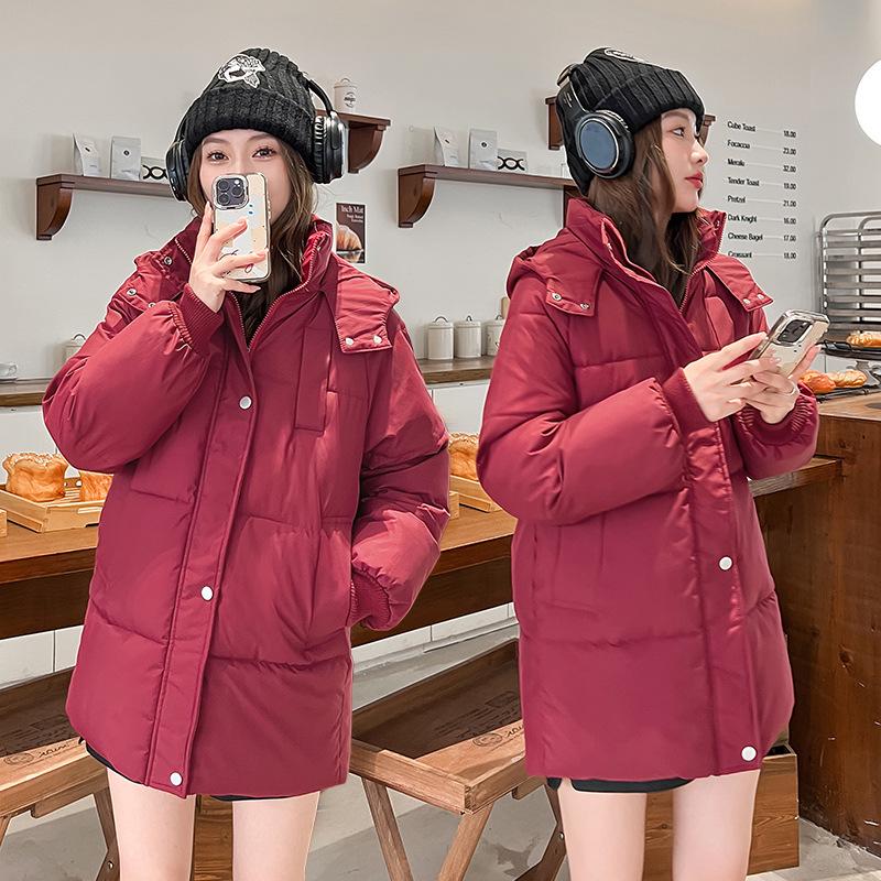 Meilade Women's Winter Korean Style Mid-Length Petite Down Cotton Coat - Thick Loose Fit Bread Jacket