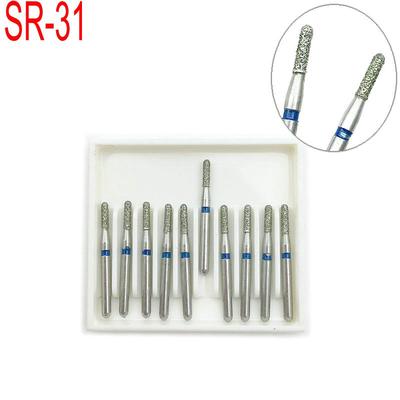 10pcs/Box  Dental Diamond Burs Dental Polishing Smoothing Whitening Product For High Speed Handpiece Medium SR-31