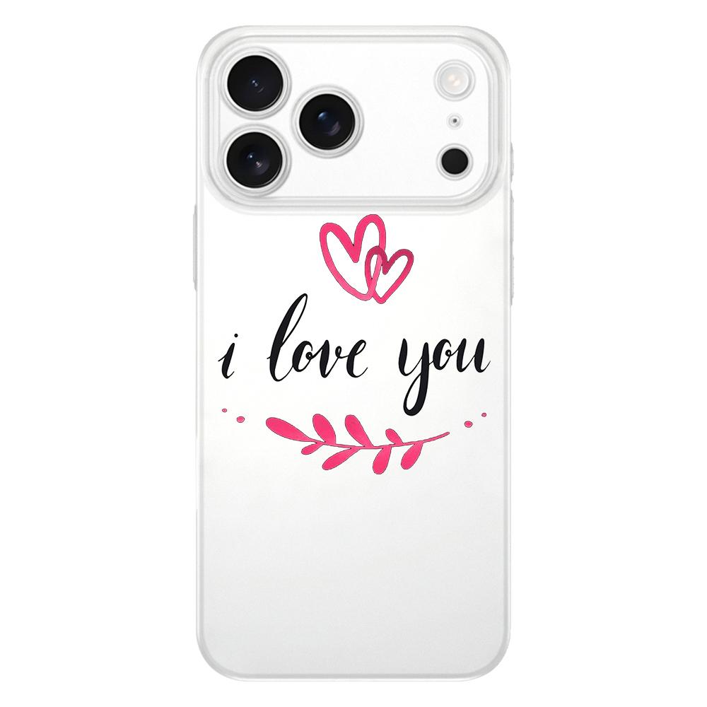 I Love You Pink Heart Soft Clear TPU Phone Case For iPhone 17 Air 16E 16 11 15 14 Pro MAX 12 13 7 8 Plus SE Easter Cover