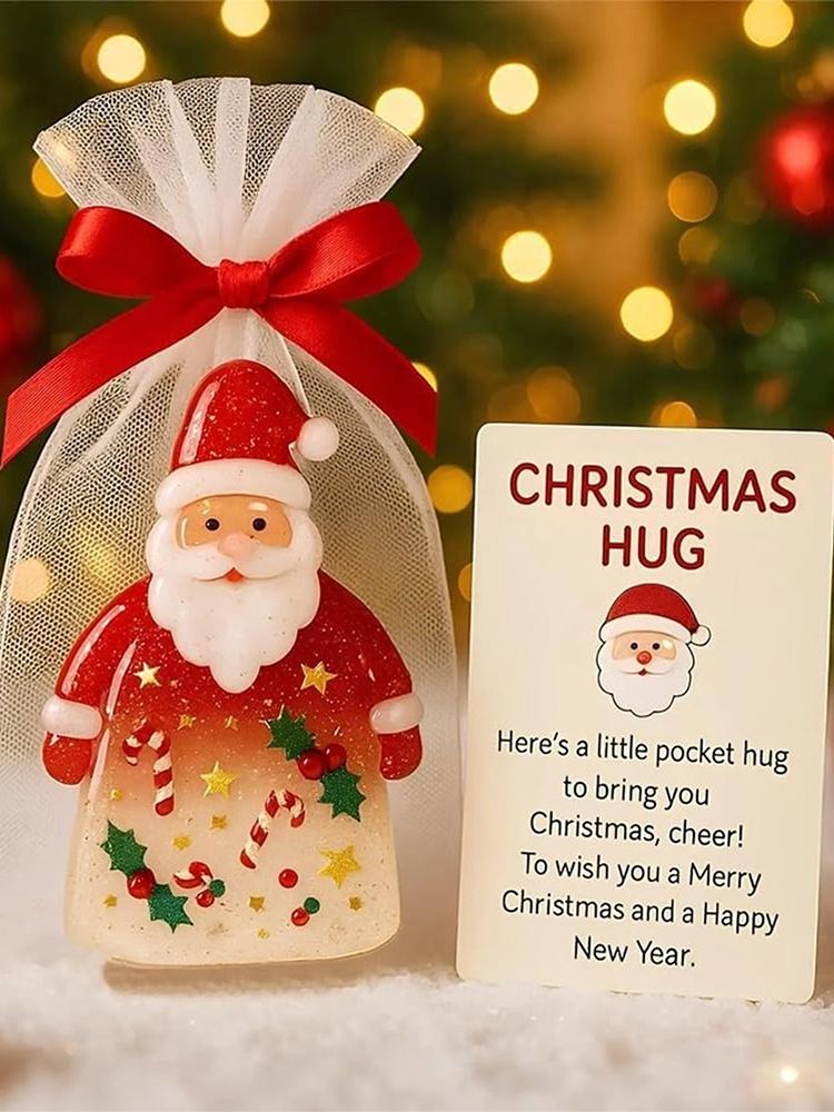 Holiday Gift Ideas Christmas Pendant Gift Christmas Pocket Hug Gift Set Santa Claus Mini Charm for Emotional for Friends