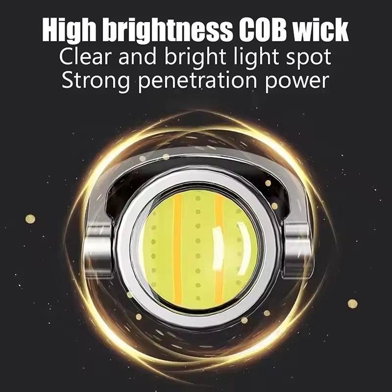 Cob Work Light Type-C Rechargeable Led Flashlight Keychain Hanging Portable Light Keyring Camping Pocket Lamp For Outdoor