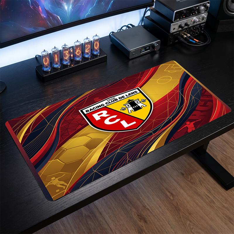Lens FC Theme Pattern Mouse Pad, Soccer Logo Design XXL Gaming Desk Mat Non-Slip Computer Mouse Pad