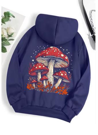 Fashion Women's T-Shirt Red Mushroom Personality Graphical Hoodie For Loose Sweatshirts Casual Sweatshirts Fashion Hooded