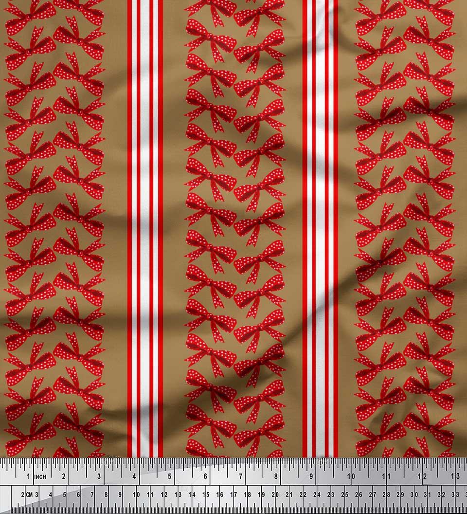 

Тканина для шиття з бантом і смугою Soimoi Blue Japan Crepe Satin, метр 42 дюйма 42 Inch Wide - Poly Crepe коричневий