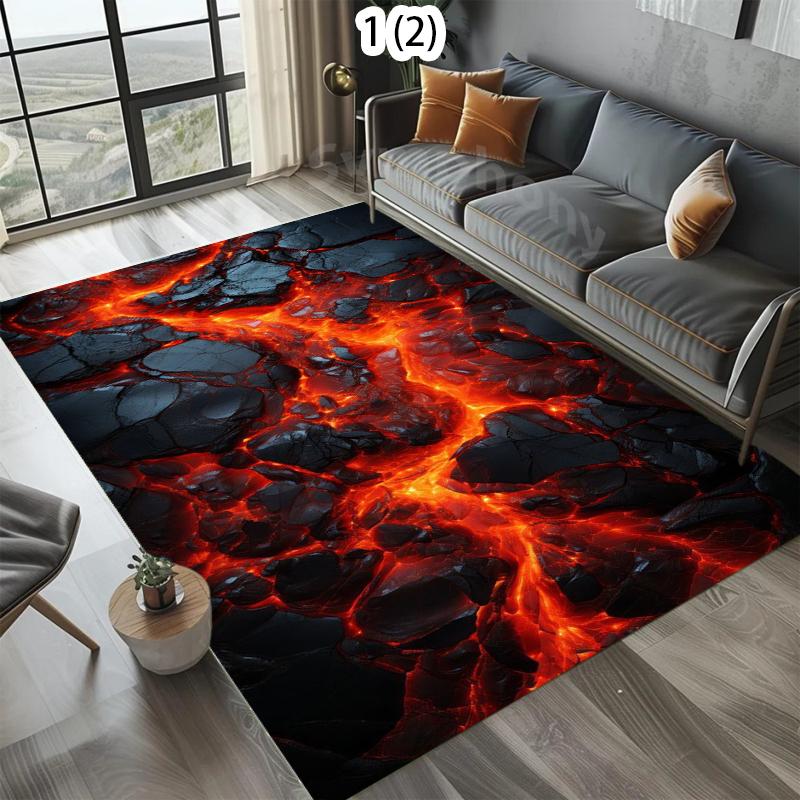 3D Lava Rock Carpet Mat Rug Home Decoration Living Room Bedroom Floor Decor Volcano Magma Design Non Slip Rugs Bedroom Decor