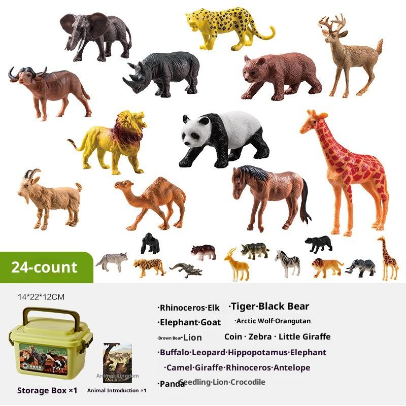 

Animal Model Teaching Aids - Lifelike Wild Animal Toys Zoo Simulation Playset Figures Desktop Ornament Lion Tiger Panda Elk