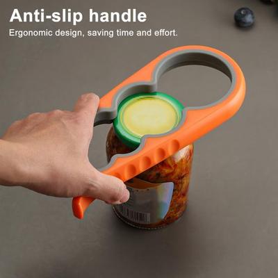 4-in-1 Jar Opener with Non-Slip Silicone Grip Multi-Function Bottle Can Lid Remover for Kitchen Ergonomic Rust-Proof Essential Tool for Arthritis