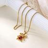 Stainless Steel Spider Pendant Necklace For Women Gold Color Red Zircon Spider Necklace Trendy Gothic Jewelry Gift