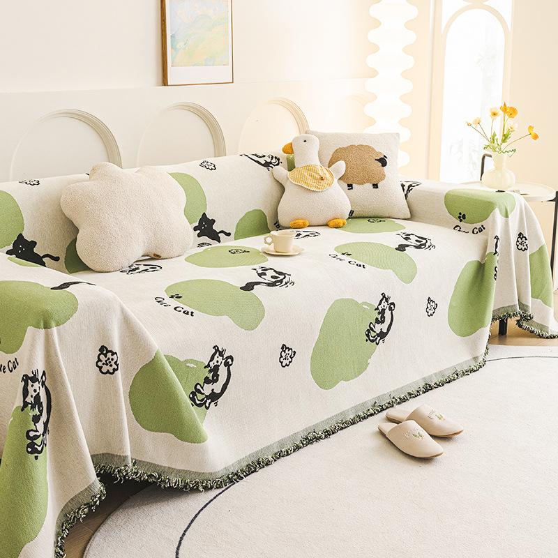 

Мультяшный диванный чехол в стиле инс, ткань, шениль, защита от царапин, универсальный чехол, универсальный чехол для четырех сезонов, нескользящее полотенце 180*130cm