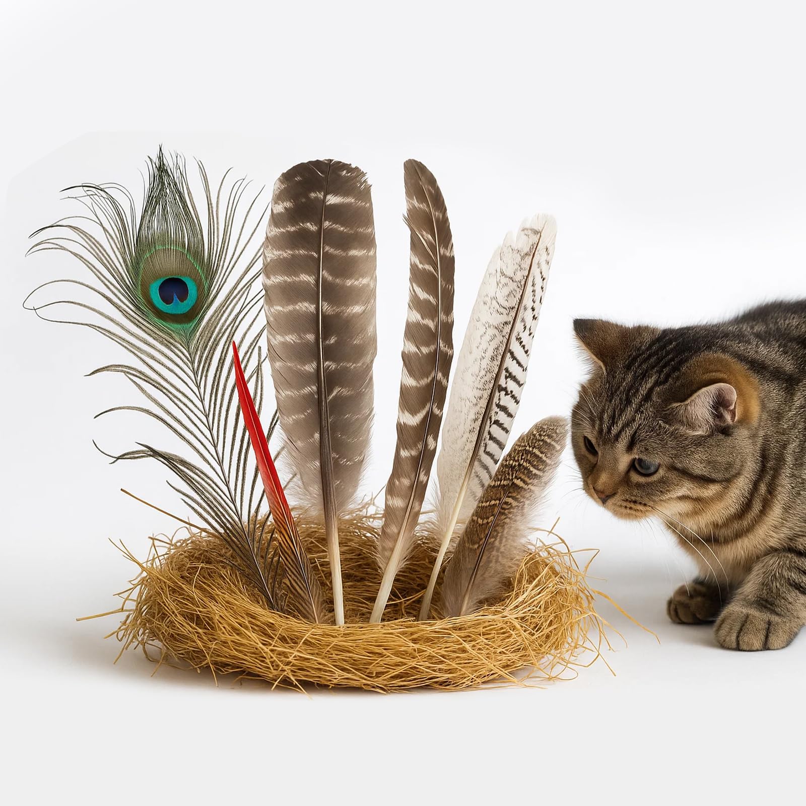 

Lunarcat Cat Toys, Feathers, Natural Cat Teasers, Bird Hair, 6 Types, Educational Toy, Indoor Exercise, Solo Play, Stress Relief, Nosework,