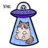 Kitten Badge Pin Enamel UFO Cat Metal Brooch, Aliens Ship Pin, Lapel Clothing Bag Scarves Hat Accessories for Men Women Brooch