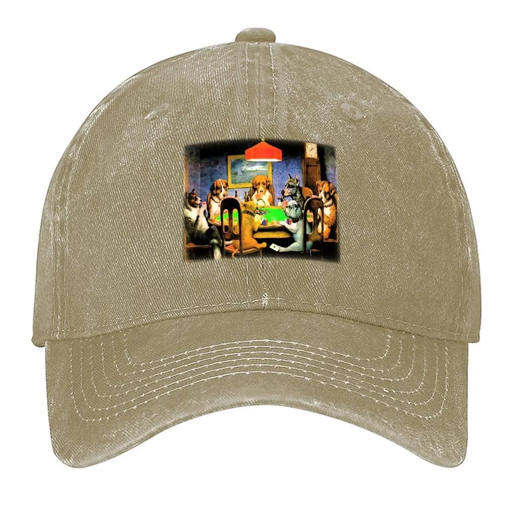New Bunch of Bluffing Dogs On a Poker Night With Water Paper Filter Baseball Cap Derby Hat Luxury Women Cap Unisexs Caps Womens
