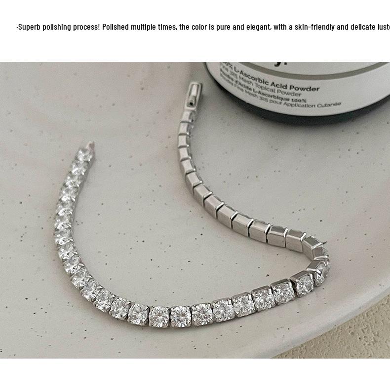 Bracelet Tennis de Luxe en Argent S925 Banyan Tree - Unisexe, Style Européen et Américain Haut de Gamme, Design Diamants Entiers