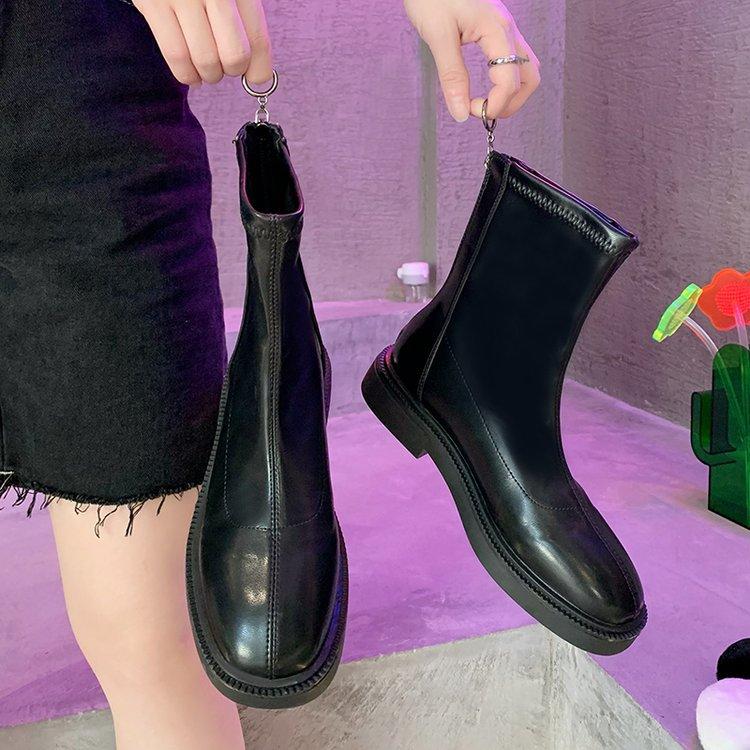 Soft Leather Skinny Martin Boots Autumn ins Chelsea Skinny Single Boots Women