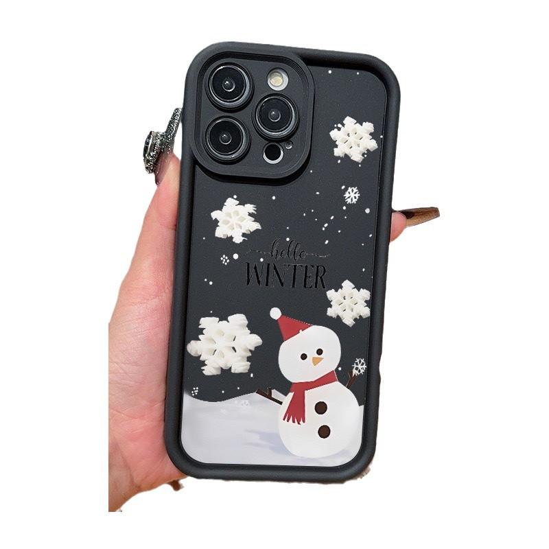 Christmas Snowman Phone Case for iPhone 12-16 Pro Max, Cute Festive Design