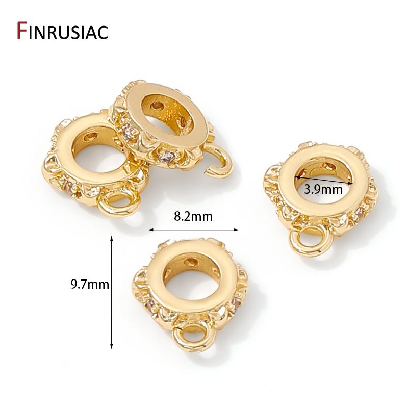 14K Gold Plated Brass Zircon Pendant Connectors Bail Clasps,Bailes For Jewelry,Bail Beads Charm For Bracelet Making Findings