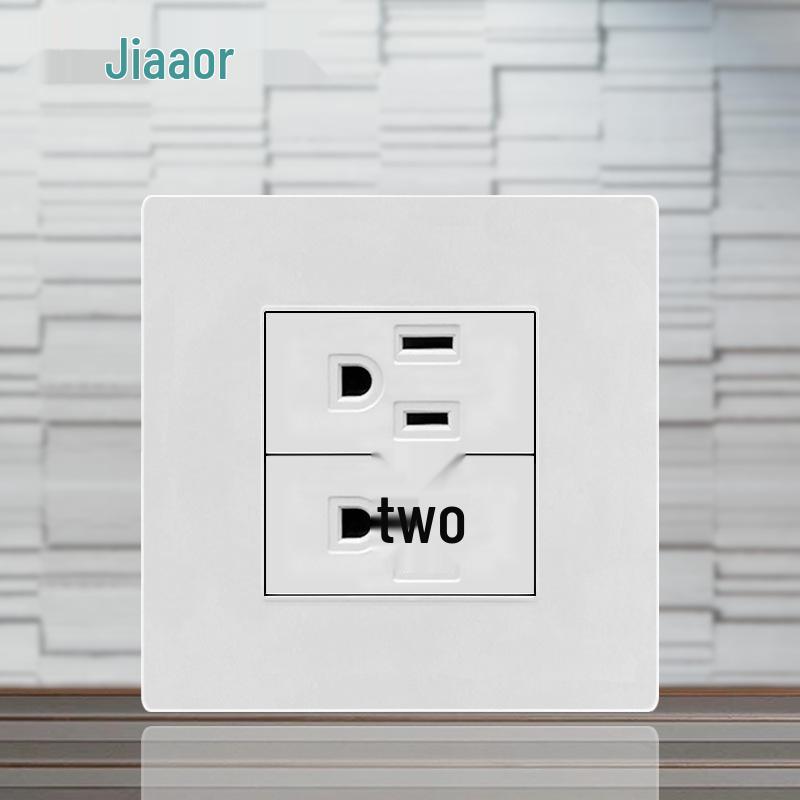 86 Typ Amerikanischer Standard Schalter- und Steckdosenpanel mit Doppel-USB & Typ-C, 3-Loch-Stecker für Japan & Taiwan, Unterputzmontage