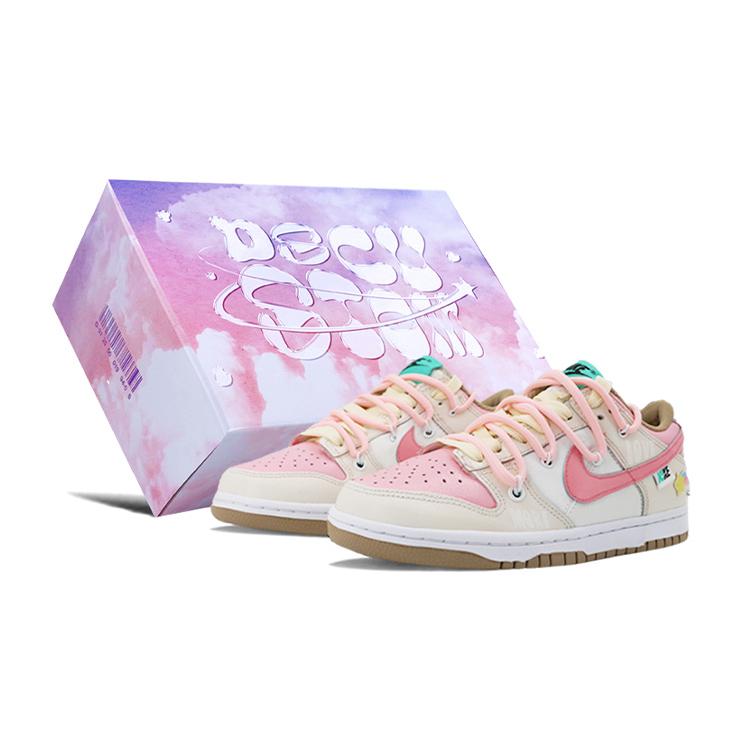 

Nike Dunk Leather Slip Resistant, Abrasion Resistant, Lightweight Low top Skateboard Shoes GS Pink White Mocha DX6063-131(TeamK-S-BOX) 40