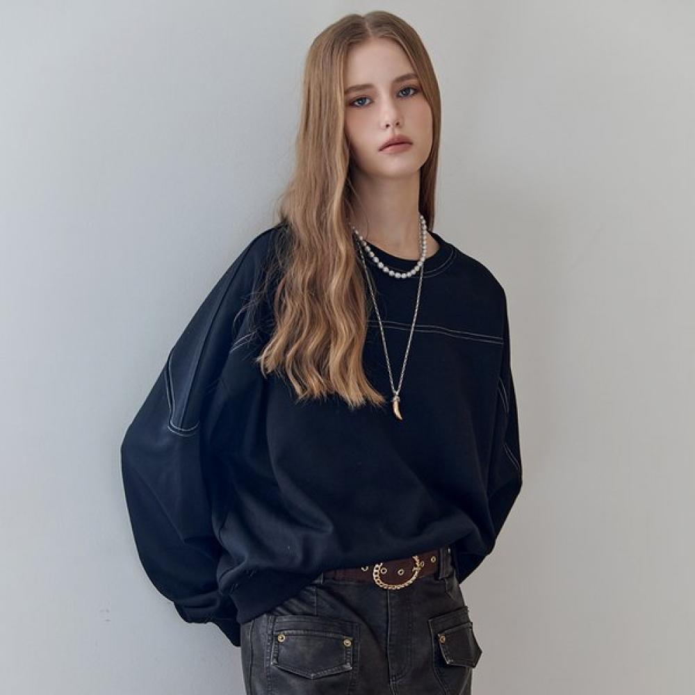 MAXZA Stitch Line Loose Fit Sweatshirt Ze11qt013na