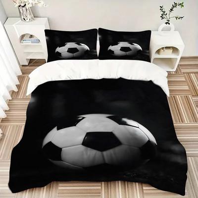 3pcs Soccer Ball Poster Bedding Set, Includes 1 Quilt Cover and 2 Pillowcases, Comfortable Bedding with Stylish Design for Bedroom