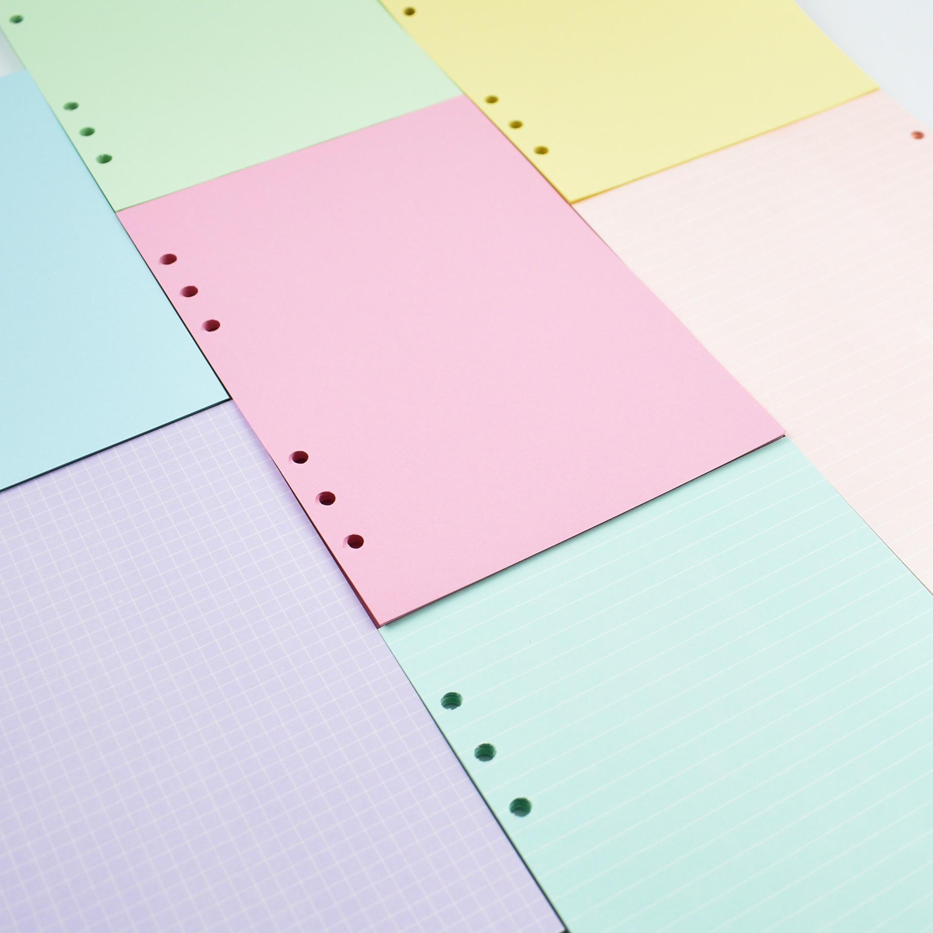 Цветные сменные листы для тетради формата A6: В линейку, В клетку, В точку, Чистые листы A6 Blank - Pink (40 sheets 80 pages)