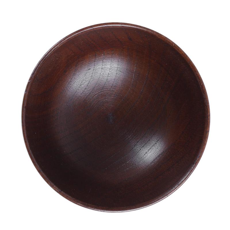 3X Wooden Bowls Wooden Soup Bowl Healthy Food Container Vintage Dinner Tableware Kitchen Accessories