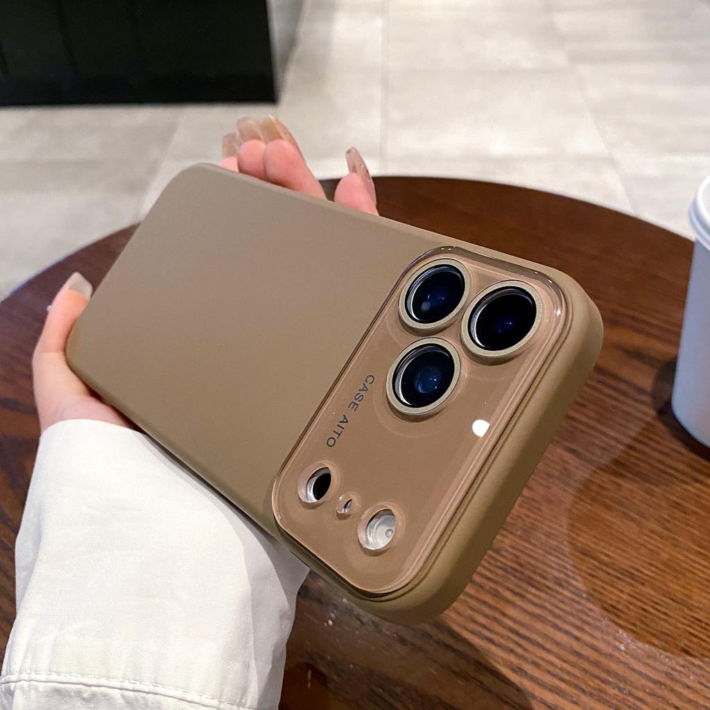 New  Matte Shock Full Glass Large Window Protect Phone Case for iPhone 17 Air 16 15 14 13 12 Pro Max Skin Hard PC Cover