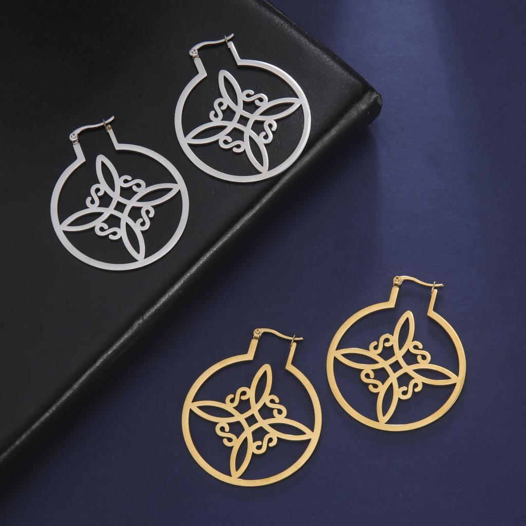 LIKGREAT Witch Knot Earring Women Earrings Stainless Steel Celtics Knot Hoop Earrings Witchcraft Protection Amulet Jewelry Gift