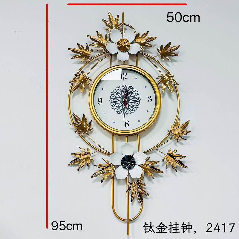 Wall clock light luxury clock living room wall hanging Nordic creative silent restaurant home clock wall hanging