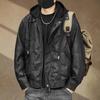 2025 Men's Trendy Detachable Hood Leather Jacket - Autumn/Winter Motorcyclist Style